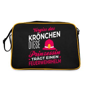 Vergiss Krönchen Feuerwehr Feuerwehrhelm Feuerwehr - Retro Tasche - Schwarz/Gold - Hinten