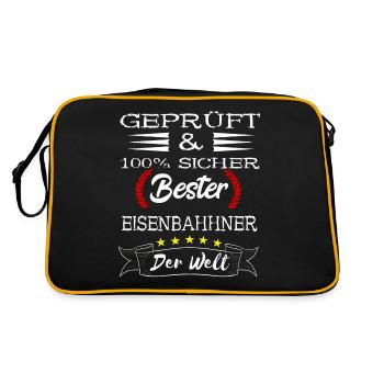 Bester Eisenbahner Zugführer Lokfuher Schaffner - Retro Tasche - Schwarz/Gold - Hinten