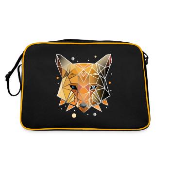 Fuchs Wald Polygon Geometrisch Füchse Geschenk - Retro Tasche - Schwarz/Gold - Hinten