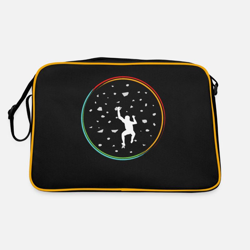 Kletterwand Grafik Geschenk Klettern Kletterer - Retro Tasche - Schwarz/Gold