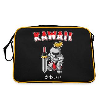 Kawaii Ritter Süßes Japanisches Kawaii Kinder - Retro Tasche - Schwarz/Gold - Hinten