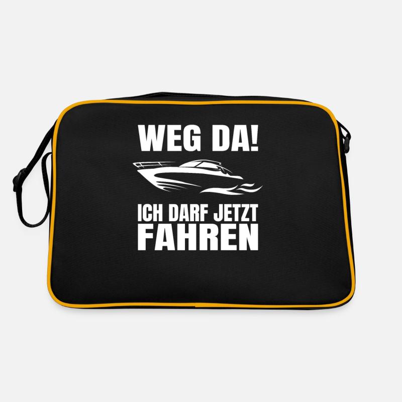 Boot Bootsführerschein Bestanden Weg Da! Kapitän - Retro Tasche - Schwarz/Gold