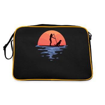 Sunset Stand Up Paddle Dog And Girl - Sac Retro - noir/or - Dos