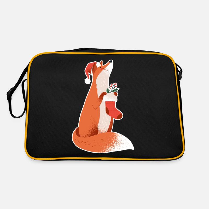 Fox Santa Hat Christmas Fox Ladies - Retro Bag - black/gold