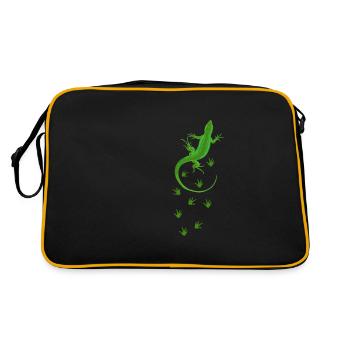 Lustige Eidechse Reptilienbesitzer GeckoLiebhaber - Retro Tasche - Schwarz/Gold - Hinten