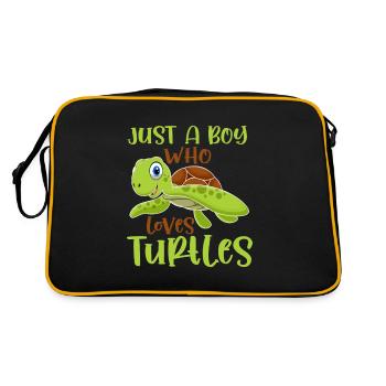 Schildkröten liebhaber Junge Reptilien Fan Kind - Retro Tasche - Schwarz/Gold - Hinten