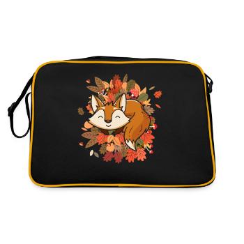 Cute fox autumn leaves fox lovers - Retro Bag - black/gold - Back