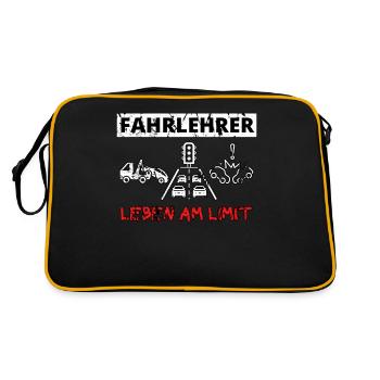 Fahrschule Fahrlehrer Spruch - Retro Tasche - Schwarz/Gold - Hinten