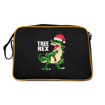 Tree Rex Weihnachten Xmas Dinosaurier Kostüm - Retro Tasche - Schwarz/Gold - Hinten