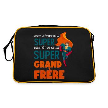Avant J étais Déjà Super Bientôt Super Grand Frère - Sac Retro - noir/or - Dos