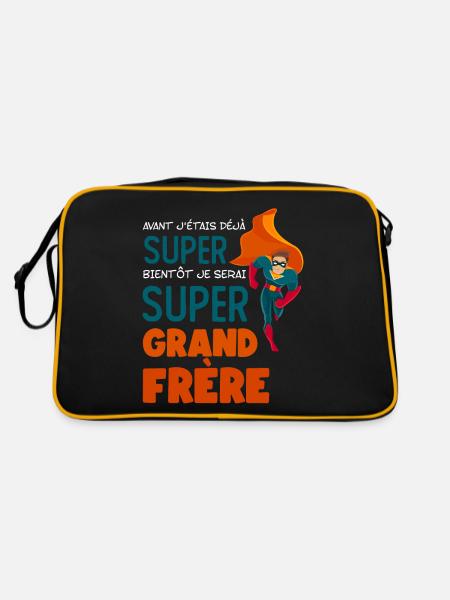 Avant J étais Déjà Super Bientôt Super Grand Frère - Sac Retro - noir/or - Dos