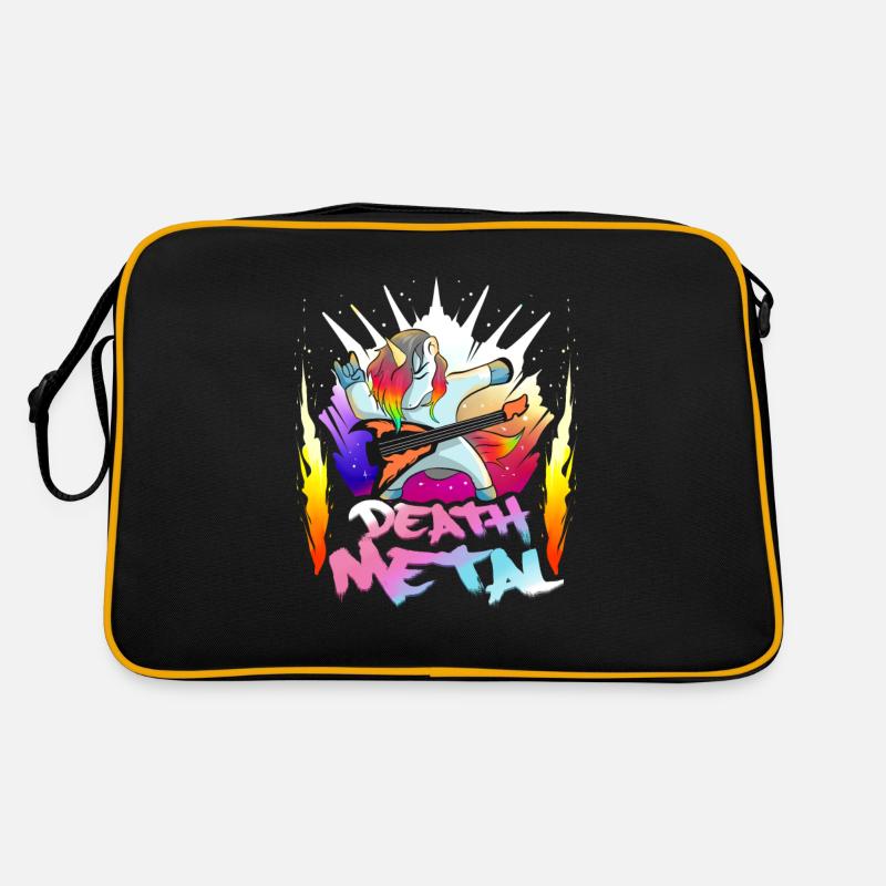 Death Metal Einhorn Bühne mit Regenbogen Feuerwerk Retro Tasche