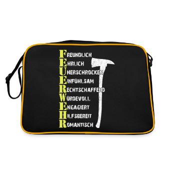 Feuerwehrhelden – Die wahren Alltagsretter - Retro Tasche - Schwarz/Gold - Hinten