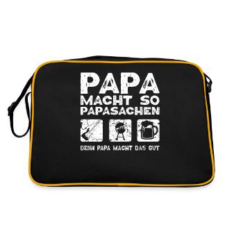 Papa Vatertag Hobby Gitarre Musik Grillen Bier - Retro Tasche - Schwarz/Gold - Hinten