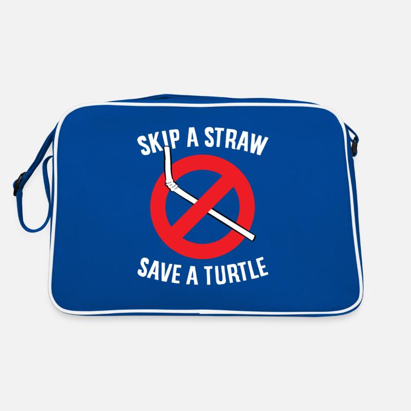 Skip A Straw Save A Turtle Save The Turtles Retro Tasche
