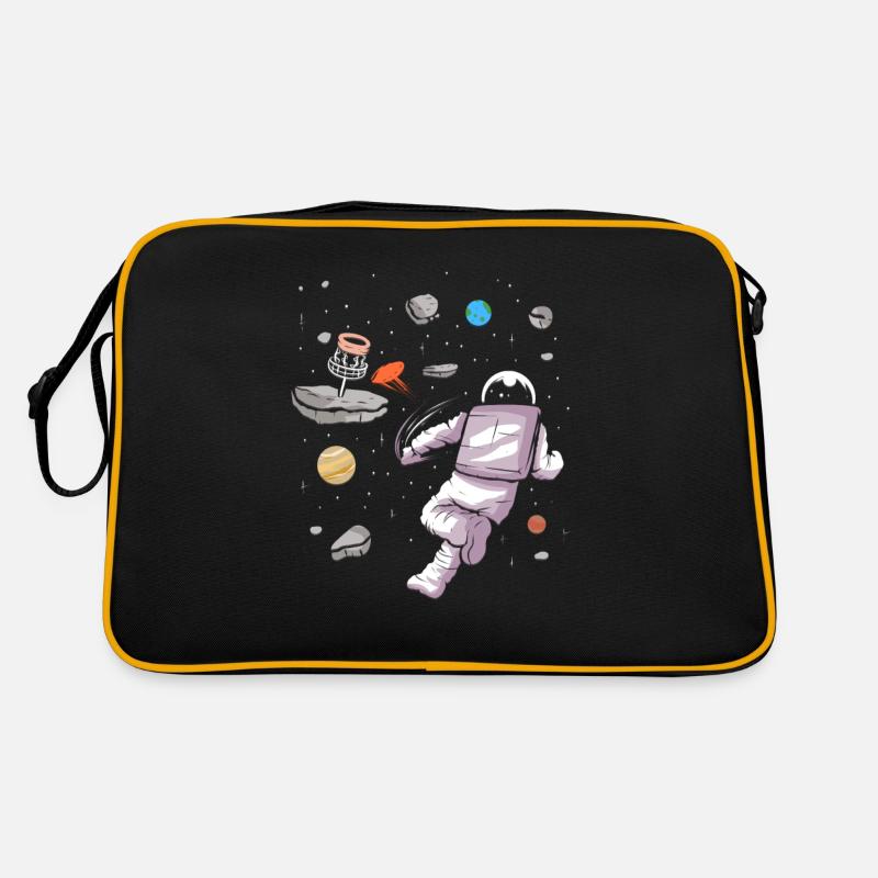 Disc Golf Astronaut im Weltall Disk Golfer Design Retro Tasche