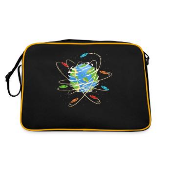 Disc Golf Erde Planet Weltraum Design & Geschenk - Retro Tasche - Schwarz/Gold - Hinten