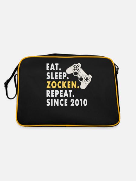 Eat Sleep gambling Since 2010 design for gamers - Retro Tasche - Schwarz/Gold - Hinten