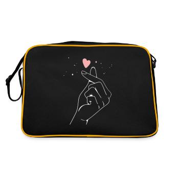 Kpop Drama Korean Finger Heart Saranghae - Retro Bag - black/gold - Back
