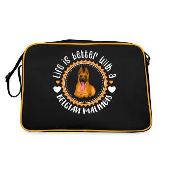 Malinois Belgian Shepherd Dog - Retro Bag - black/gold - Back