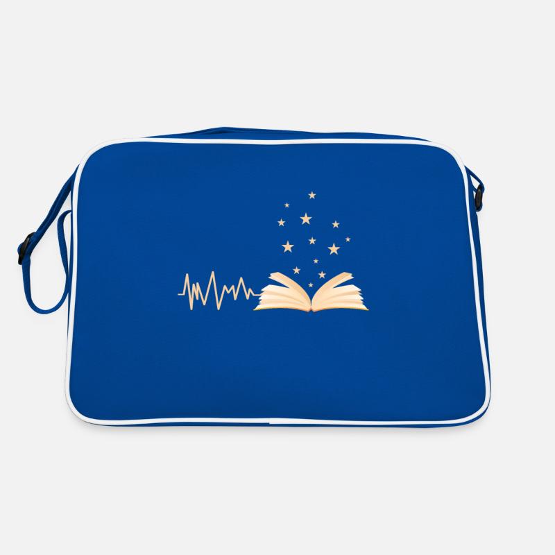 Book reader heartbeat bookworm librarian Retro Bag