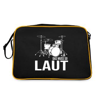 Schlagzeugspieler Ja Das Muss So Laut Schlagzeug - Retro Tasche - Schwarz/Gold - Hinten