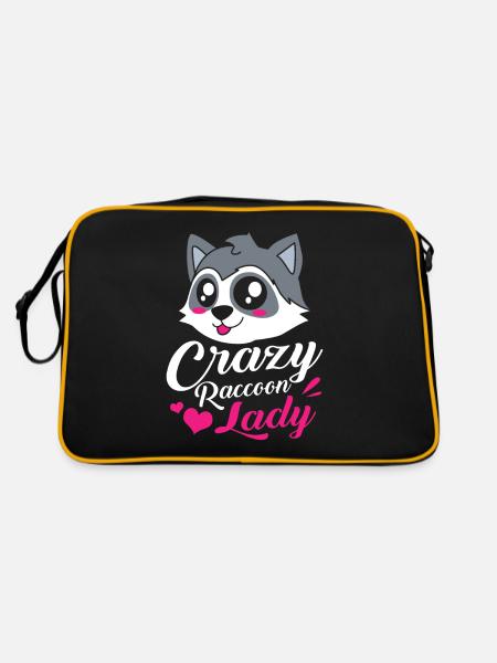 Raccoon mom girlfriend gift mom - Retro Bag - black/gold - Back