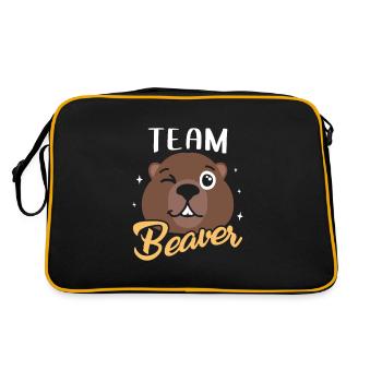 Waldarbeiter Otter Biber Geschenk - Retro Tasche - Schwarz/Gold - Hinten