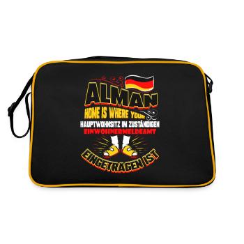 Alman Lustiger Alman Hauptwohnsitz Spruch Geschenk - Retro Tasche - Schwarz/Gold - Hinten