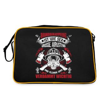 Freiwillige Feuerwehr Feuerwehrmann 112 Geschenk - Retro Tasche - Schwarz/Gold - Hinten