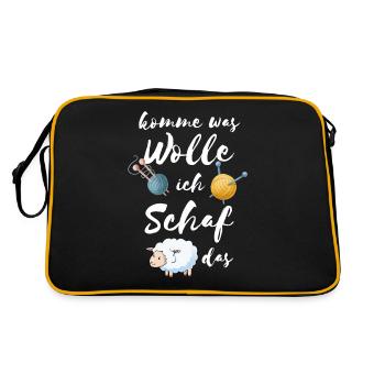 Lustiger Häkeln Spruch für Mütter Geschenk - Retro Tasche - Schwarz/Gold - Hinten