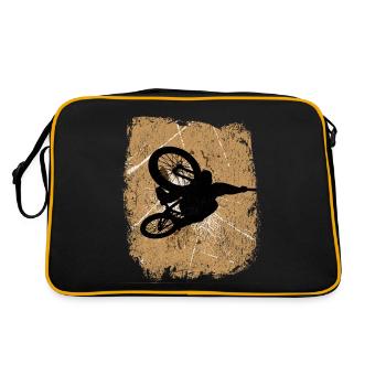 cooler Dirt bike Fahrer Junge fliegt mit Fahrrad - Retro Tasche - Schwarz/Gold - Hinten