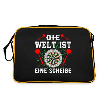 Dart Darts Bullseye Dartspieler Dartboard Geschenk - Retro Tasche - Schwarz/Gold - Hinten