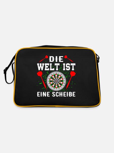 Dart Darts Bullseye Dartspieler Dartboard Geschenk - Retro Tasche - Schwarz/Gold - Hinten
