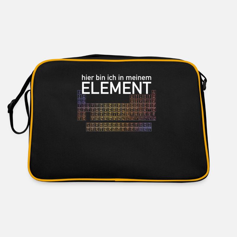 Periodensystem hier bin ich in meinem Element - Retro Tasche - Schwarz/Gold