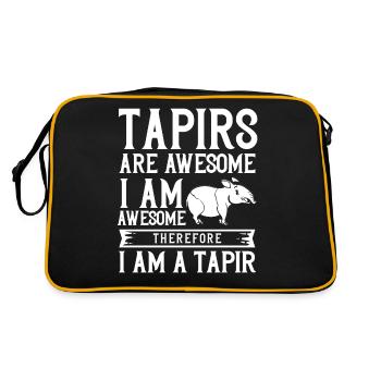 Tapir horse Malayan baby tapirus - Retro Bag - black/gold - Back