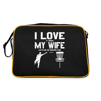 I Love My Wife Discgolf Funny Frisbee - Retro Tasche - Schwarz/Gold - Hinten
