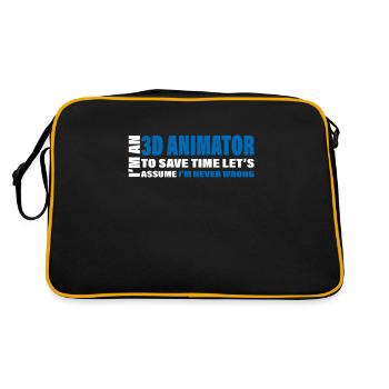 Witziges Statement Für Stolze 3D-Animatoren - Retro Tasche - Schwarz/Gold - Hinten