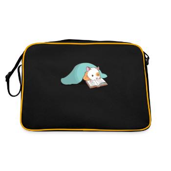 Cute hamster bookworm books - Retro Bag - black/gold - Back