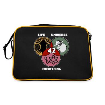 Life Universe und alles, was 42 Antwort auf das - Retro Tasche - Schwarz/Gold - Hinten