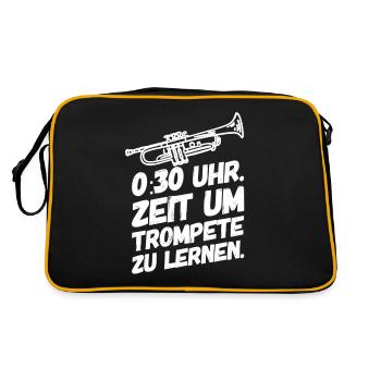 Trompete Trompeten Trompeter Zeit - Retro Tasche - Schwarz/Gold - Hinten