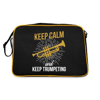 Trompete Trompeten Trompeter Ruhe - Retro Tasche - Schwarz/Gold - Hinten