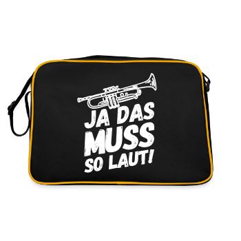 Trompete Trompeten Trompeter Laut - Retro Tasche - Schwarz/Gold - Hinten