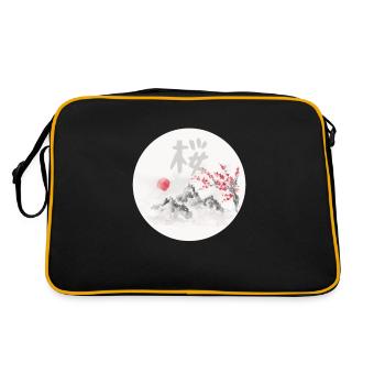Japanese cherry blossom tree sakura - Retro Bag - black/gold - Back