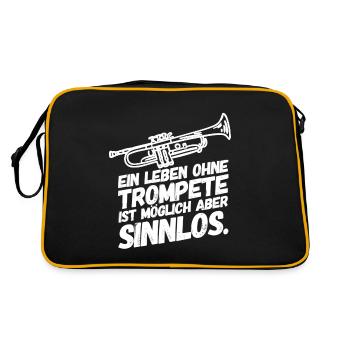 Trompete Trompeten Trompeter Sinn - Retro Tasche - Schwarz/Gold - Hinten