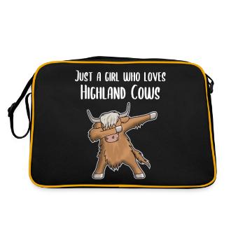 Dabbing Cow Scottish Highland Beef Gift - Retro Bag - black/gold - Back