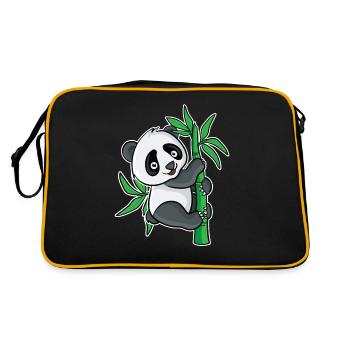 Conception mignonne de bambou de panda pour les fans de panda - Sac Retro - noir/or - Dos