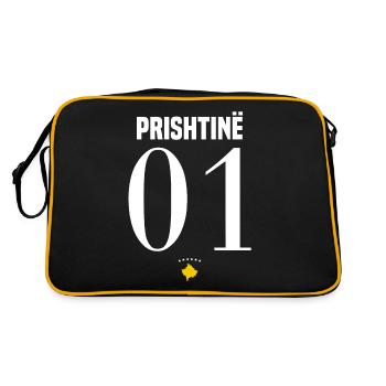 Drapeau Pristina Pristine Kosovo - Sac Retro - noir/or - Dos