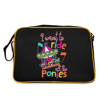 Carousel horses fun fair fairground gift - Retro Bag - black/gold - Back