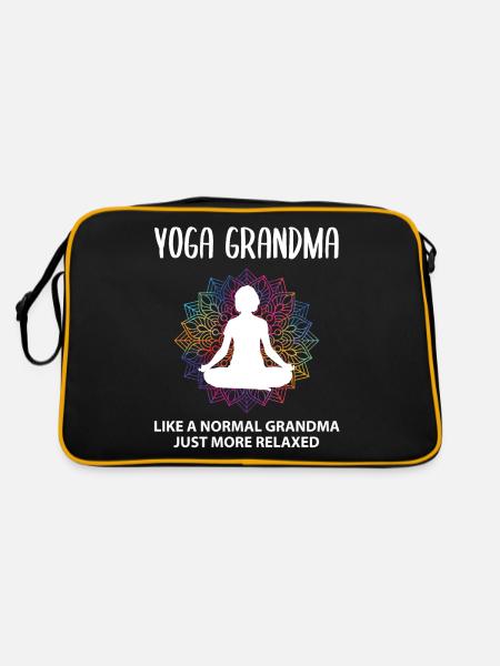 Yoga Oma Großmutter Lustiger Spruch Geschenk - Retro Tasche - Schwarz/Gold - Hinten